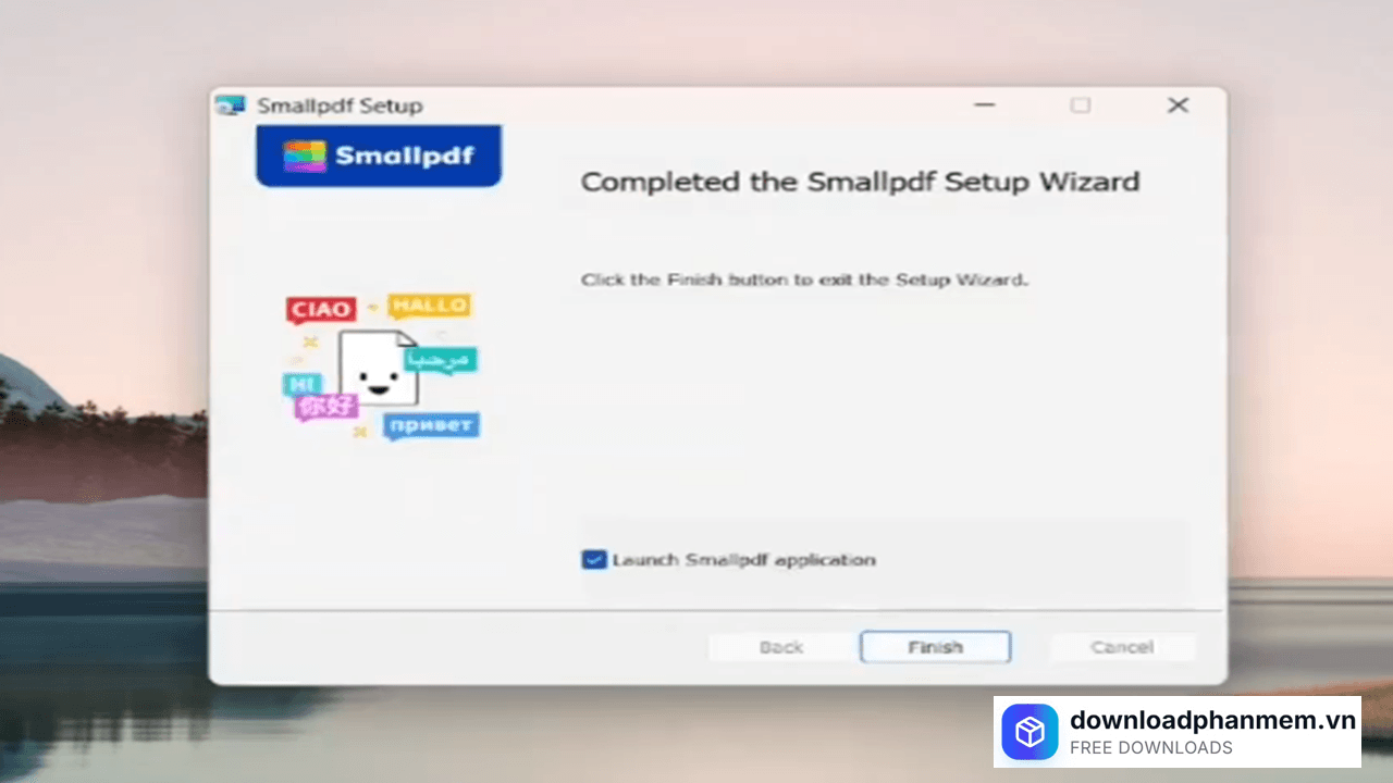 Nhấn Finish hoàn tất cài đặt